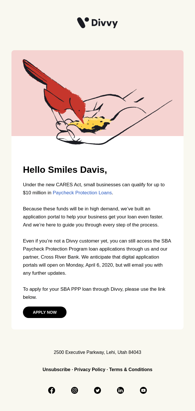 Apply for your SBA PPP loan through Divvy.