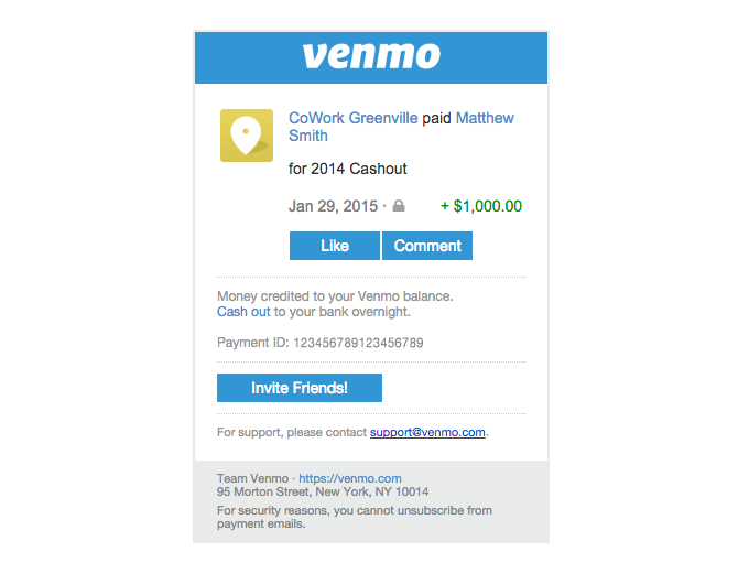 CoWork Greenville Paid You $1,000.00