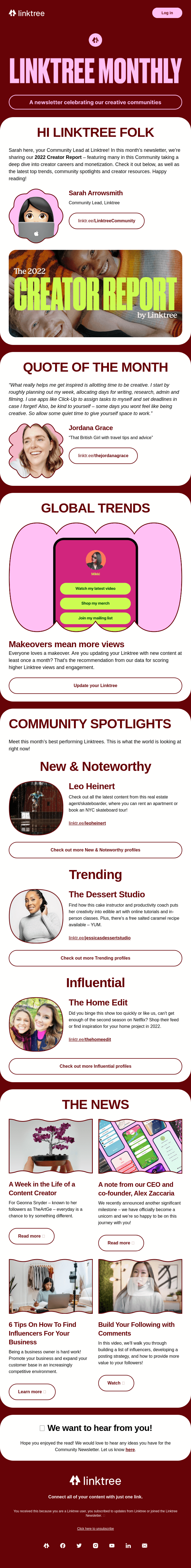 Creator insights, cake instructors and more from the Linktree Community
