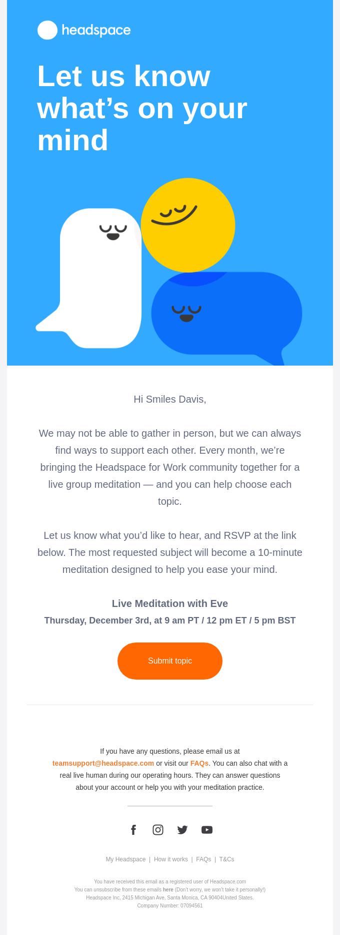 Help us choose the next live meditation topic