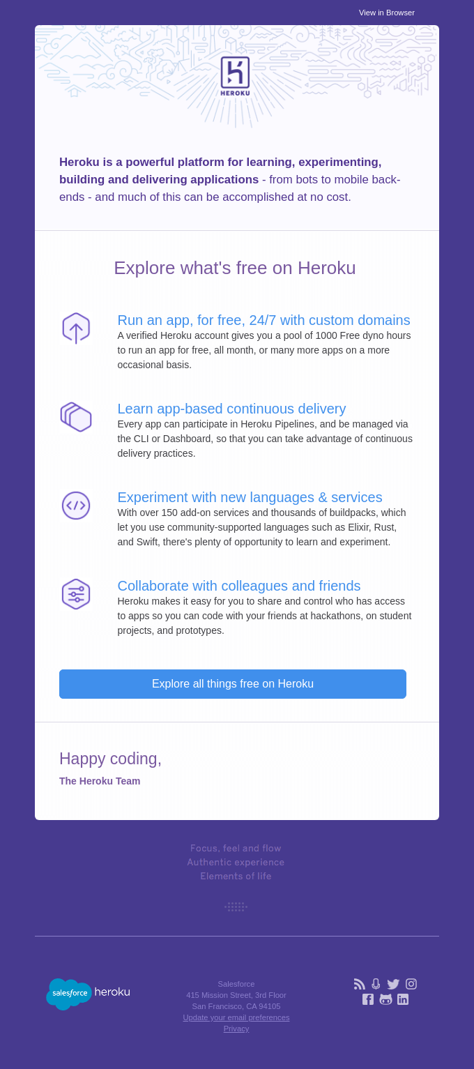 Heroku Free: Run apps 24/7, try new languages, learn about continuous delivery