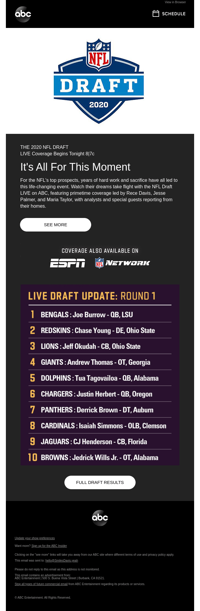 LIVE Coverage of the NFL Draft Begins Tonight at 8|7c