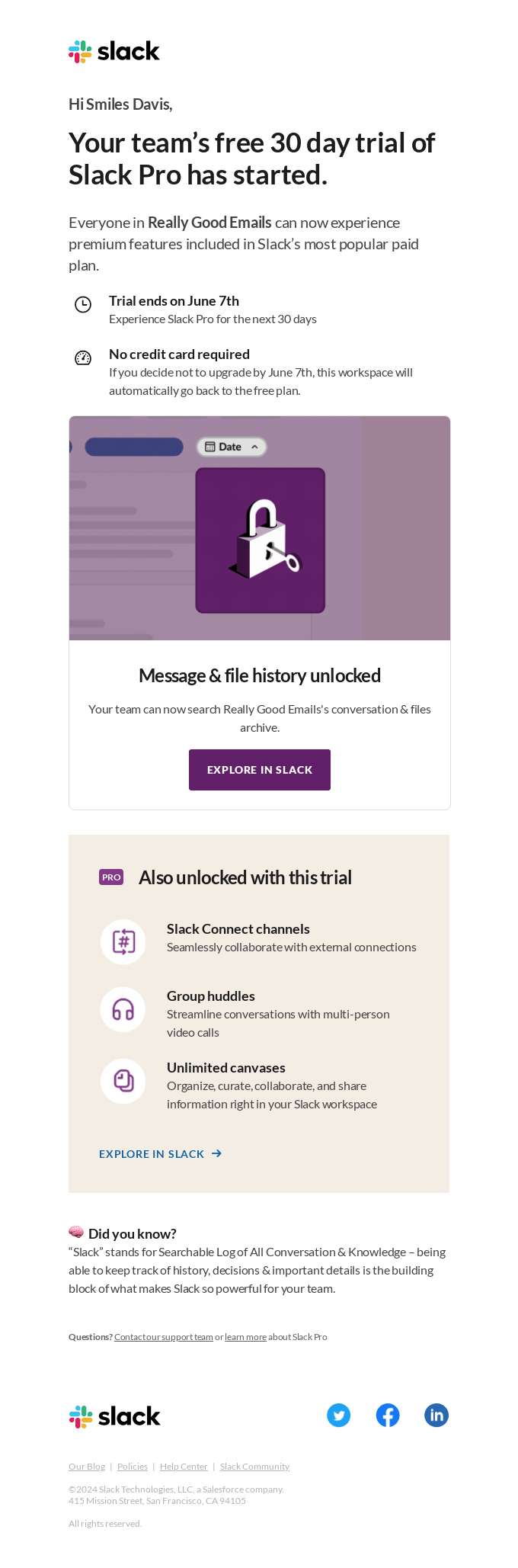 RGE has started a free trial of Slack Pro