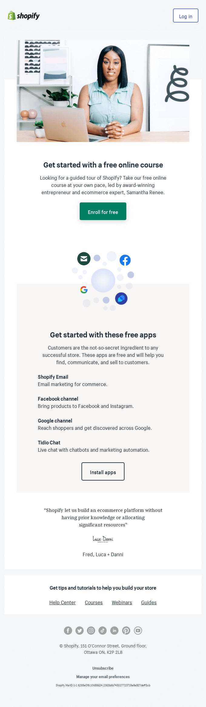 Set up Marketing Operations with a guided tour of Shopify