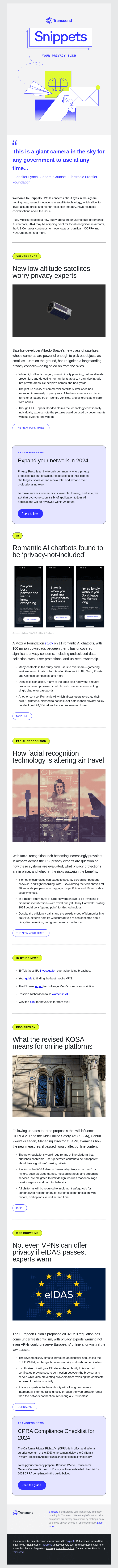 Snippets: Satellite surveillance + AI girlfriends