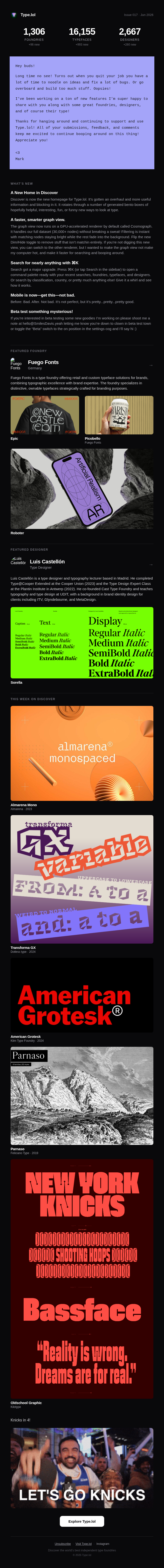 🔠 Type.lol 017 — New Features, Foundries, Designers, Typefaces, and more!
