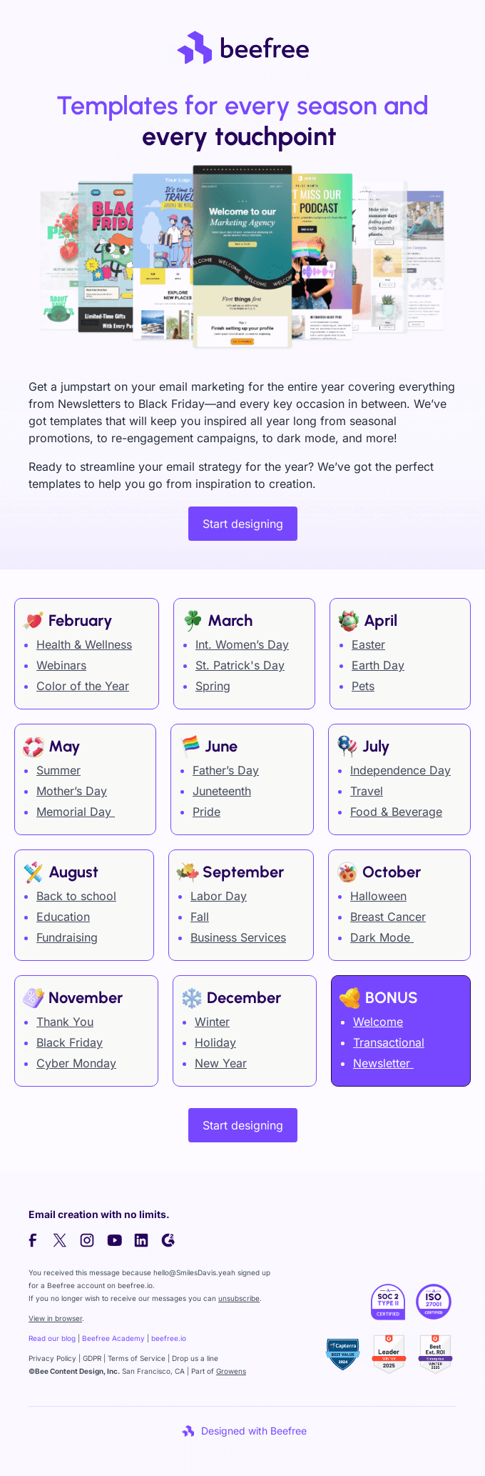 Your 2025 email calendar is ready