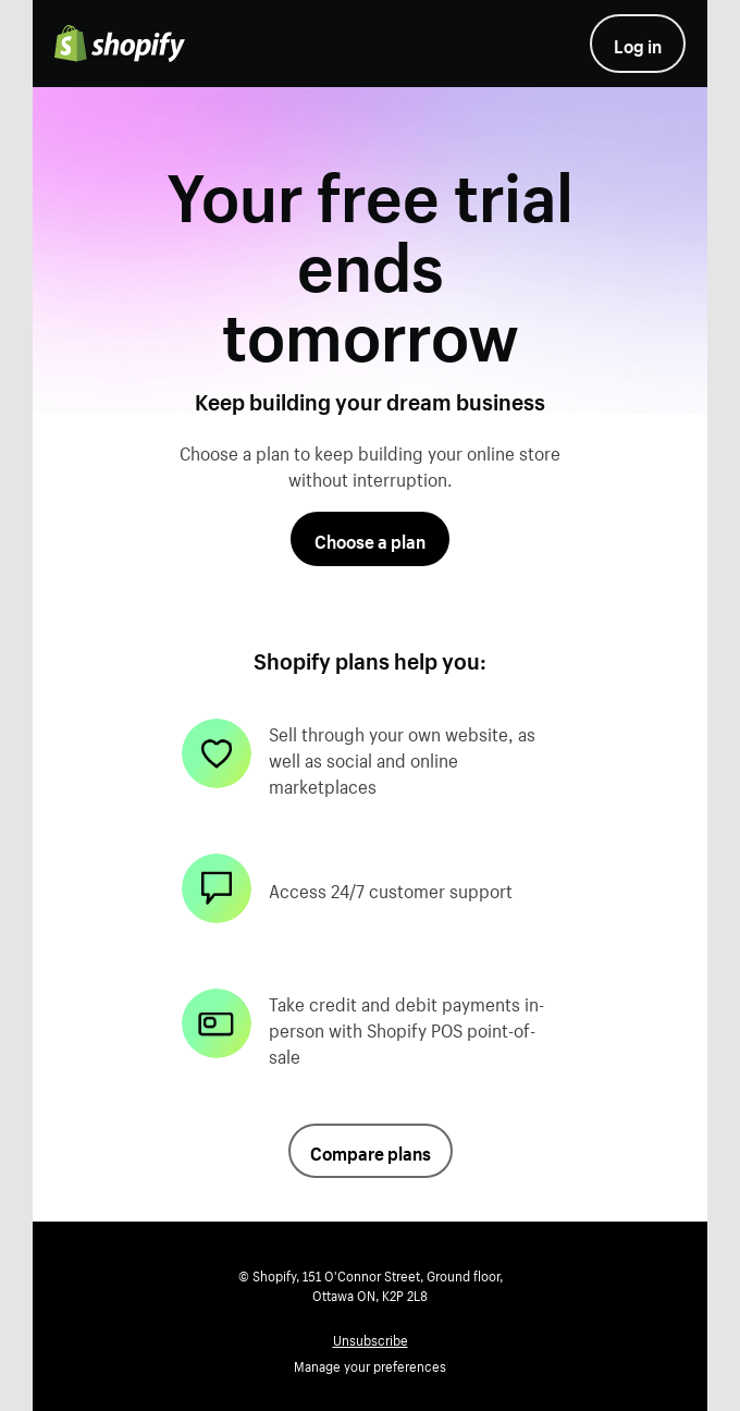 Your free trial ends tomorrow