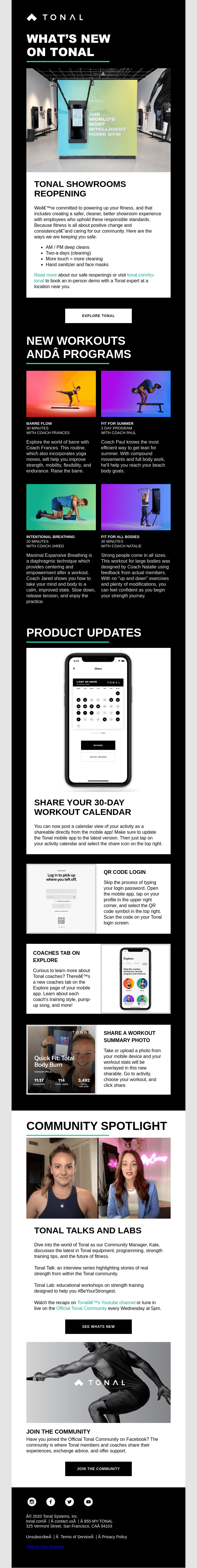 Your July Tonal Newsletter is here