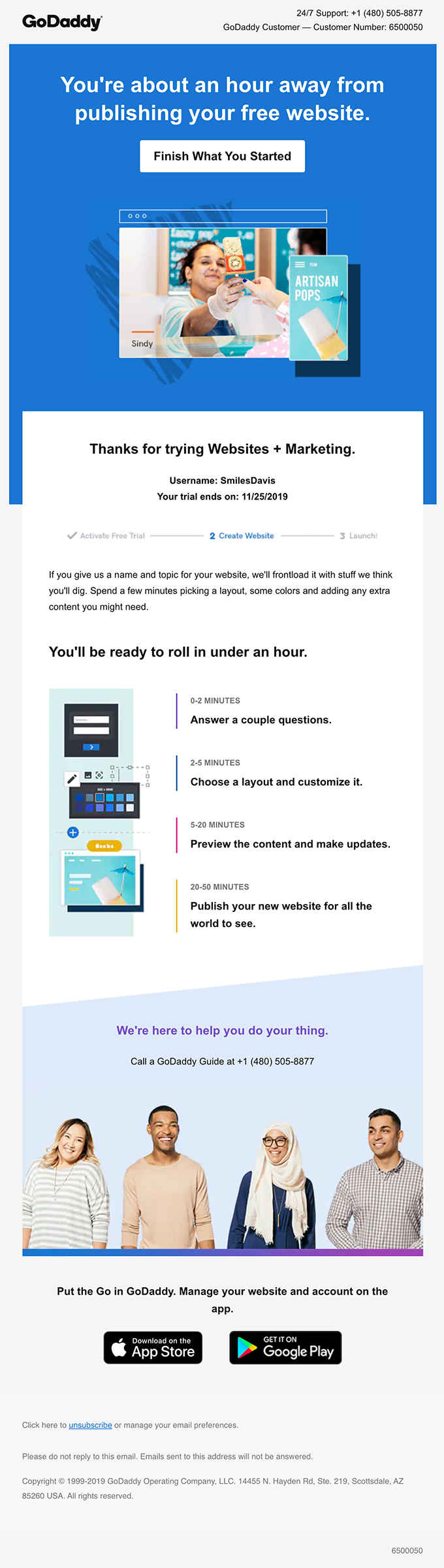 Your Websites + Marketing free trial has started.