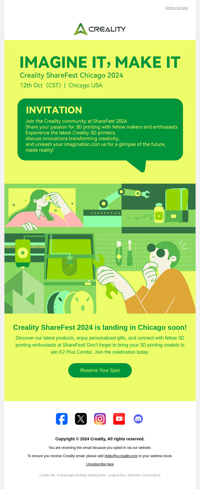 You're Invited to Creality ShareFest Chicago 2024!